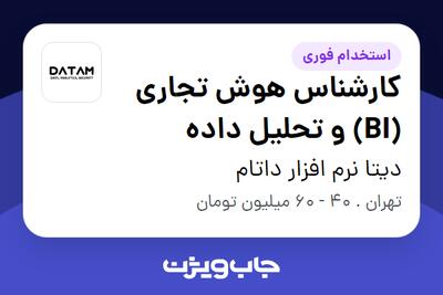 استخدام کارشناس هوش تجاری (BI) و تحلیل داده در دیتا نرم افزار داتام