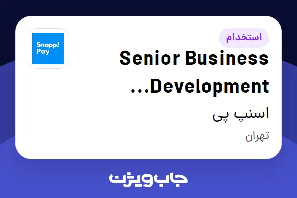  استخدام Senior Business Development Specialist- Snapp Sarmayeh در اسنپ پی