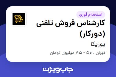 استخدام کارشناس فروش تلفنی (دورکار) در یوزیکا