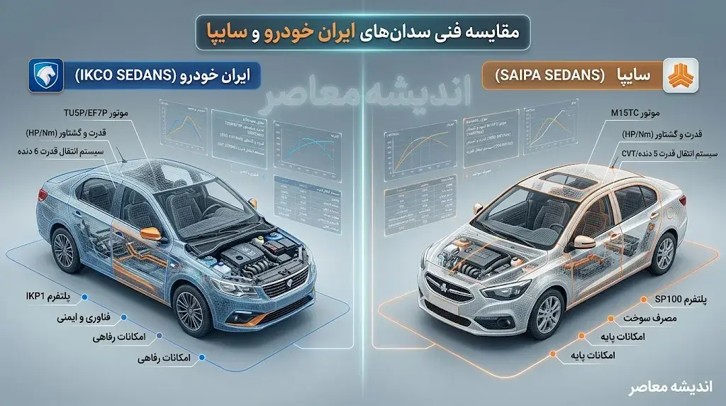 مقایسه فنی سدان های ایران خودرو و سایپا