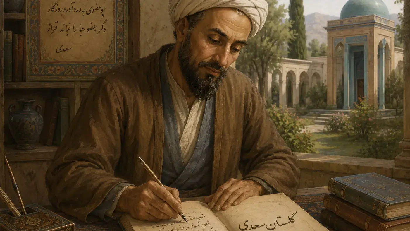 با سعدی در گلستان : ور هنری داری و هفتاد عیب / دوست نبیند به جز آن یک هنر (+صدا)