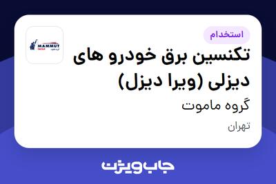  استخدام تکنسین برق خودرو های دیزلی (ویرا دیزل) - آقا در گروه ماموت