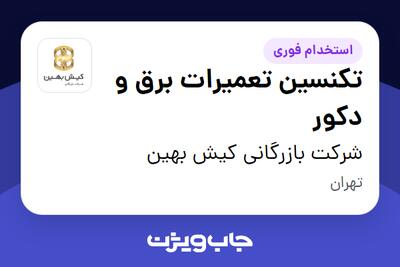 استخدام تکنسین تعمیرات برق و دکور - آقا در شرکت بازرگانی کیش بهین