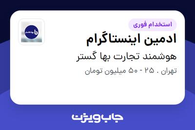 استخدام ادمین اینستاگرام - خانم در هوشمند تجارت بها گستر