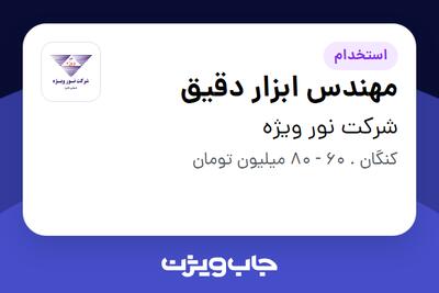 استخدام مهندس ابزار دقیق - آقا در شرکت نور ویژه