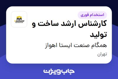  استخدام کارشناس ارشد ساخت و تولید - آقا در همگام صنعت ایستا اهواز