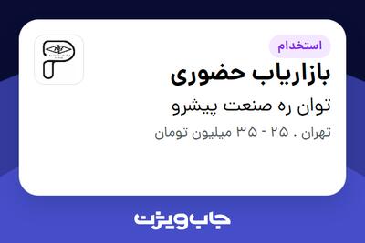 استخدام بازاریاب حضوری در توان ره صنعت پیشرو