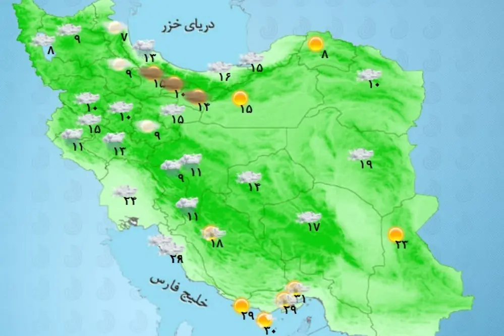  وضعیت آب و هوا امروز دوشنبه 26 مرداد+ وضعیت استانها
