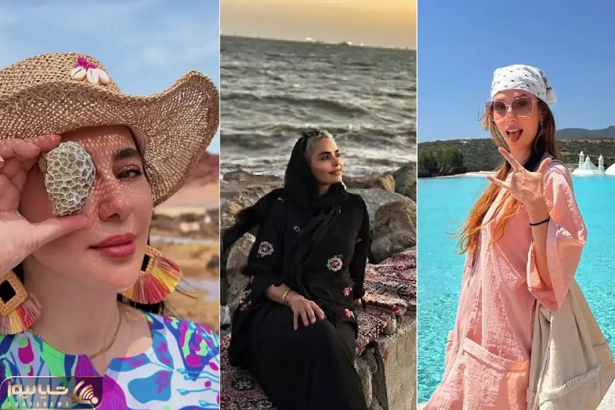 استایل های بازیگران زن ایرانی لب ساحل دریای خزر؛ دامن راحت روشن، لگ پوشی و تیپ بلک