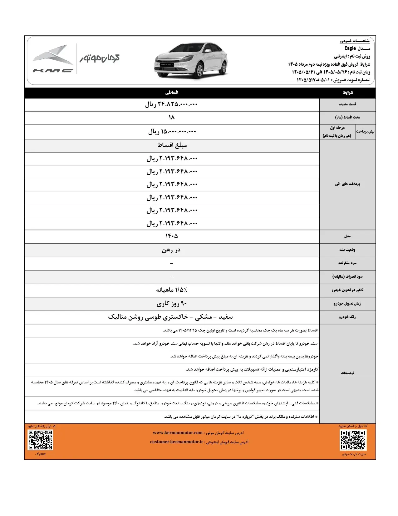  آغاز فروش اقساطی خودرو کی ام سی ایگل توسط کرمان موتور (+زمان، قیمت و شرایط فروش)