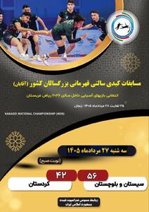نخستین برد تیم منتخب کبدی سیستان و بلوچستان در مسابقات انتخابی تیم ملی برای بازیهای آسیایی داخل سالن ۲۰۲۶ ریاض - عربستان