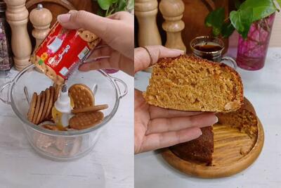 کیک عصرونه با ساقه طلایی؛ بدون تخم مرغ، بدون آرد، بدون روغن، بدون شکر