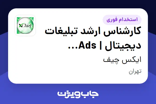 استخدام کارشناس ارشد تبلیغات دیجیتال | Ads Manager در ایکس چیف