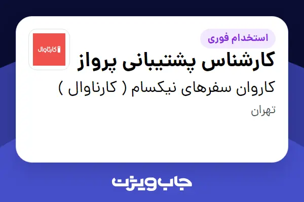  استخدام کارشناس پشتیبانی پرواز در کاروان سفرهای نیکسام ( کارناوال )
