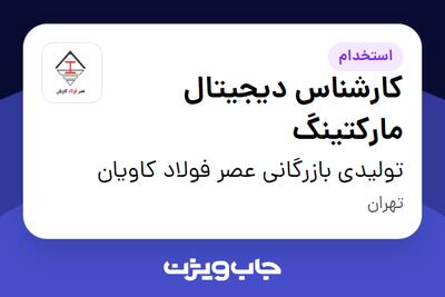 استخدام کارشناس دیجیتال مارکتینگ در تولیدی بازرگانی عصر فولاد کاویان