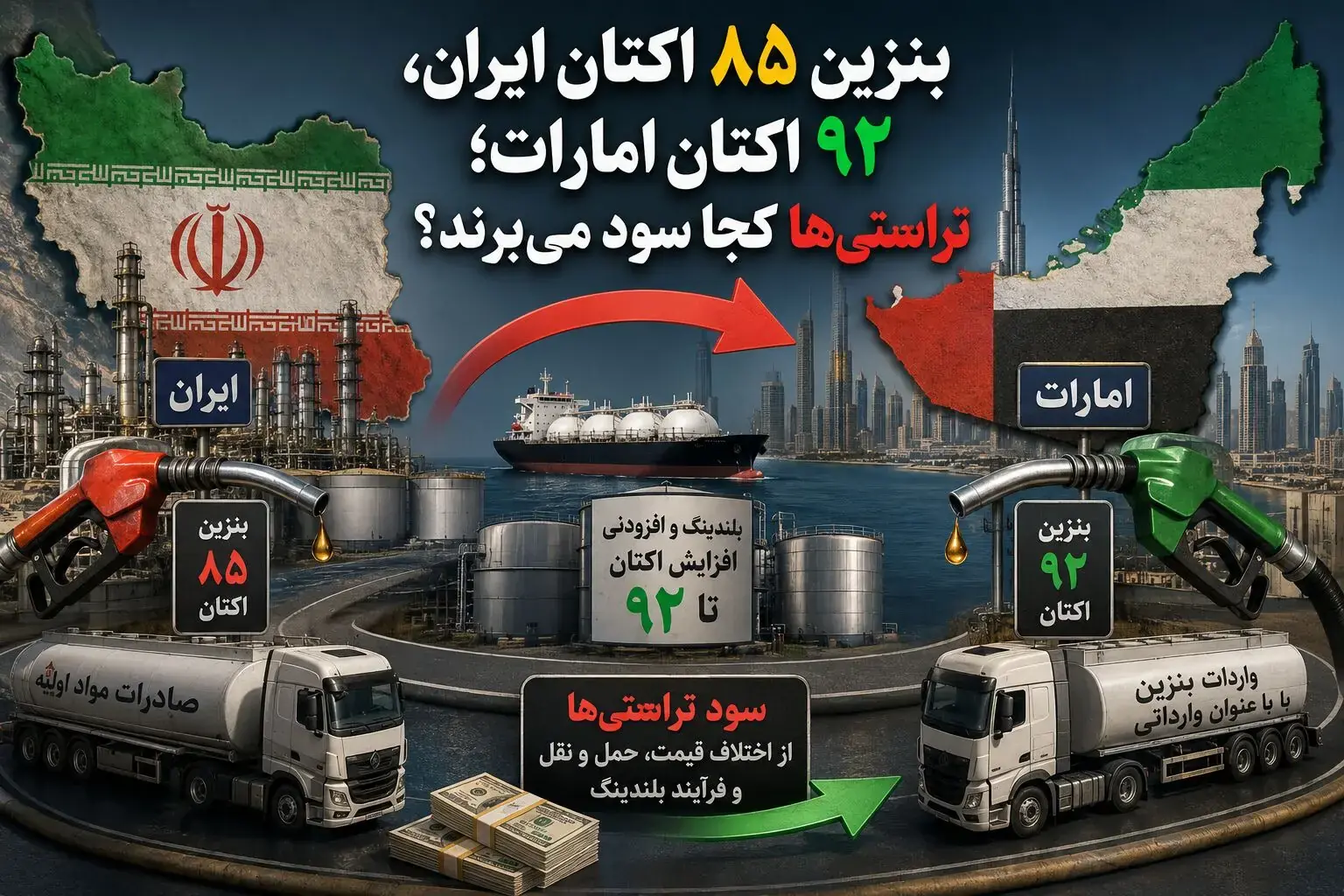 بنزین ۸۵ اکتان ایران، ۹۲ اکتان امارات؛ تراستیها کجا سود میبرند؟