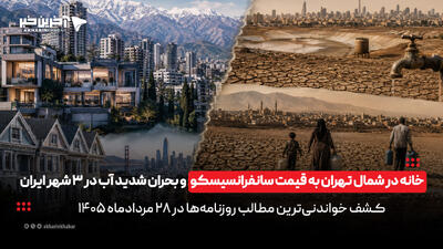 خانه در شمال تهران به قیمت سانفرانسیسکو و بحران شدید آب در 3 شهر ایران در روزنامههای 28 مرداد | آخرین خبر