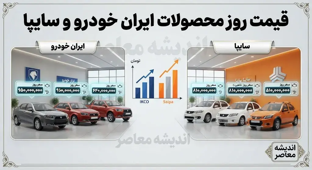 قیمت خودروهای ایران خودرو و سایپا در بازار امروز چهارشنبه ۲۸ مرداد ۱۴۰۵