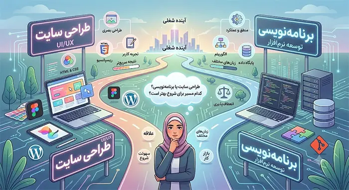 یادگیری طراحی سایت یا برنامهنویسی؟ کدام مسیر برای شروع بهتر است؟