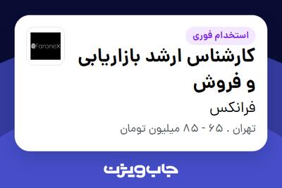 استخدام کارشناس ارشد بازاریابی و فروش در فرانکس