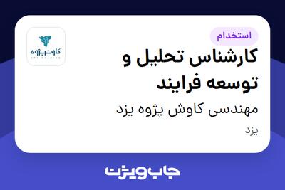 استخدام کارشناس تحلیل و توسعه فرایند - خانم در مهندسی کاوش پژوه یزد