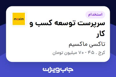  استخدام سرپرست توسعه کسب و کار در تاکسی ماکسیم