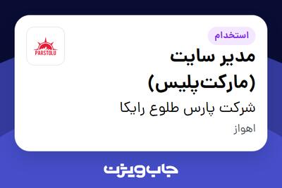  استخدام مدیر سایت (مارکت‌پلیس) در شرکت پارس طلوع رایکا