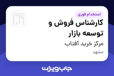 استخدام کارشناس فروش و توسعه بازار در مرکز خرید آفتاب