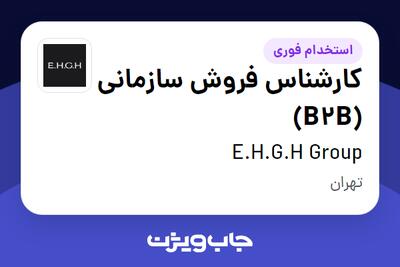  استخدام کارشناس فروش سازمانی (B2B) در E.H.G.H Group
