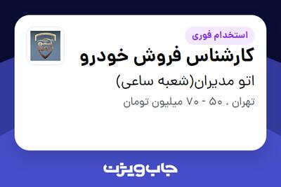 استخدام کارشناس فروش خودرو در اتو مدیران(شعبه ساعی)