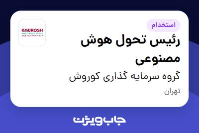 استخدام رئیس تحول هوش مصنوعی در گروه سرمایه گذاری کوروش