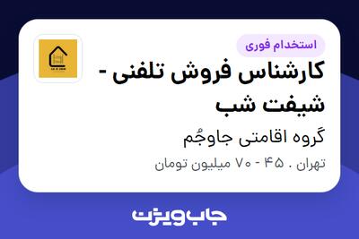 استخدام کارشناس فروش تلفنی - شیفت شب در گروه اقامتی جاوجُم