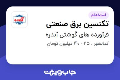  استخدام تکنسین برق صنعتی - آقا در فرآورده های گوشتی آندره