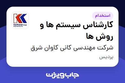  استخدام کارشناس سیستم ها و روش ها در شرکت مهندسی کانی کاوان شرق
