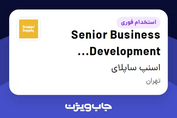 استخدام Senior Business Development Specialist در اسنپ ساپلای
