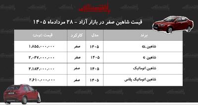 رشد قیمت شاهین در بازار آزاد/ + جدول مردادماه ۱۴۰۵
