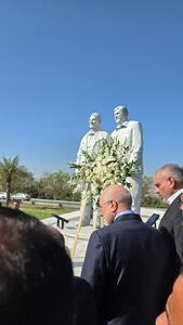 ادایاحترام قالیباف در محل شهادت حاجقاسم و ابومهدی