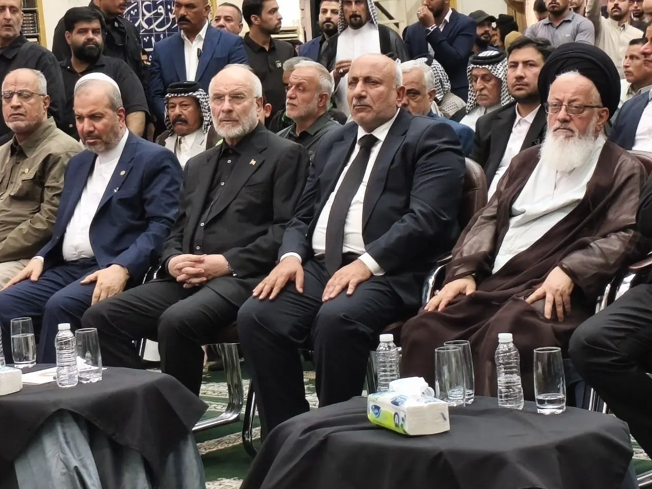 مراسم اربعین تدفین پیکر رهبر شهید در کربلا با حضور قالیباف