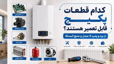 کدام قطعات پکیج قابل تعمیر هستند؟ از برد و پمپ تا مبدل و منبع انبساط