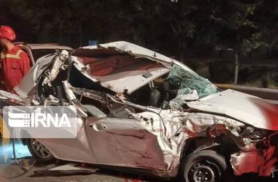 مرگ دو زن جوان در تصادف تیبا با کامیون هندوانه در بزرگراه امام علی