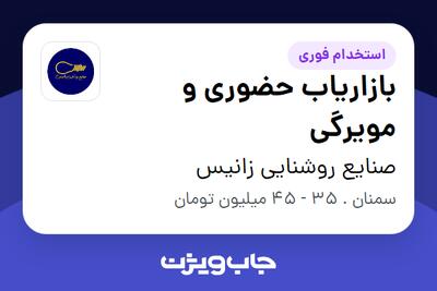 استخدام بازاریاب حضوری و مویرگی - آقا در صنایع روشنایی زانیس