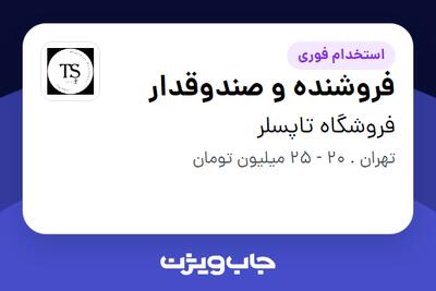 استخدام فروشنده و صندوقدار - خانم در فروشگاه تاپسلر