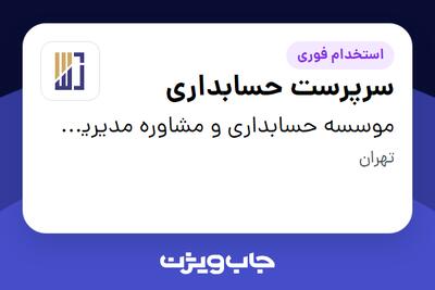 استخدام سرپرست حسابداری در موسسه حسابداری و مشاوره مدیریت داده شماران