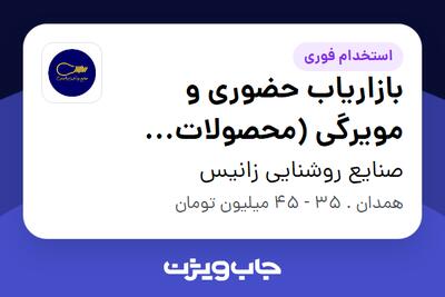 استخدام بازاریاب حضوری و مویرگی (محصولات الکترونیکی) - آقا در صنایع روشنایی زانیس