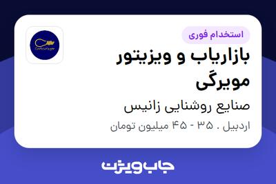  استخدام بازاریاب و ویزیتور مویرگی - آقا در صنایع روشنایی زانیس