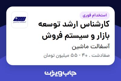 استخدام کارشناس ارشد توسعه بازار و سیستم فروش در آسفالت ماشین