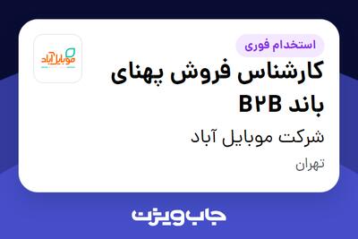 استخدام کارشناس فروش پهنای باند B2B در شرکت موبایل آباد