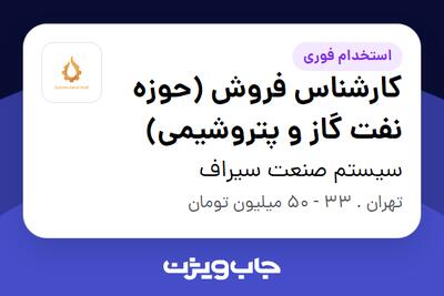 استخدام کارشناس فروش (حوزه نفت گاز و پتروشیمی) در سیستم صنعت سیراف