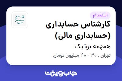 استخدام کارشناس حسابداری (حسابداری مالی) در همهمه بوتیک