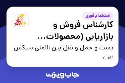 استخدام کارشناس فروش و بازاریابی (محصولات الکترونیکی و دیجیتال) در پست و حمل و نقل بین اللملی سپکس